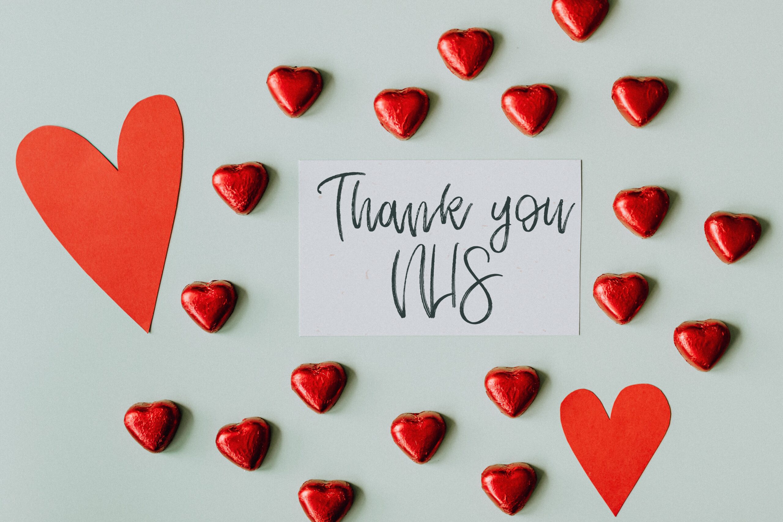 This is an image of hearts with the message "thank you NHS"